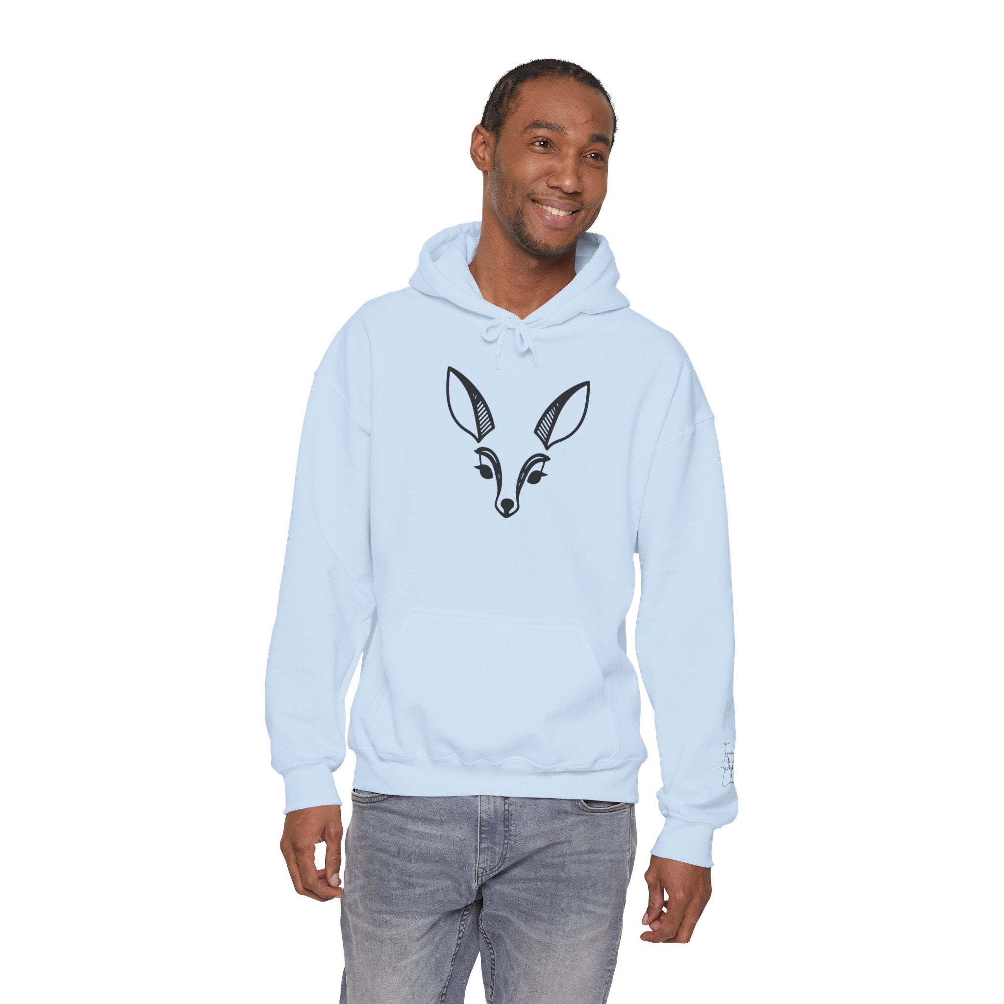 Minimal Deer Face Hoodie — Botanical Line Art Sweatshirt