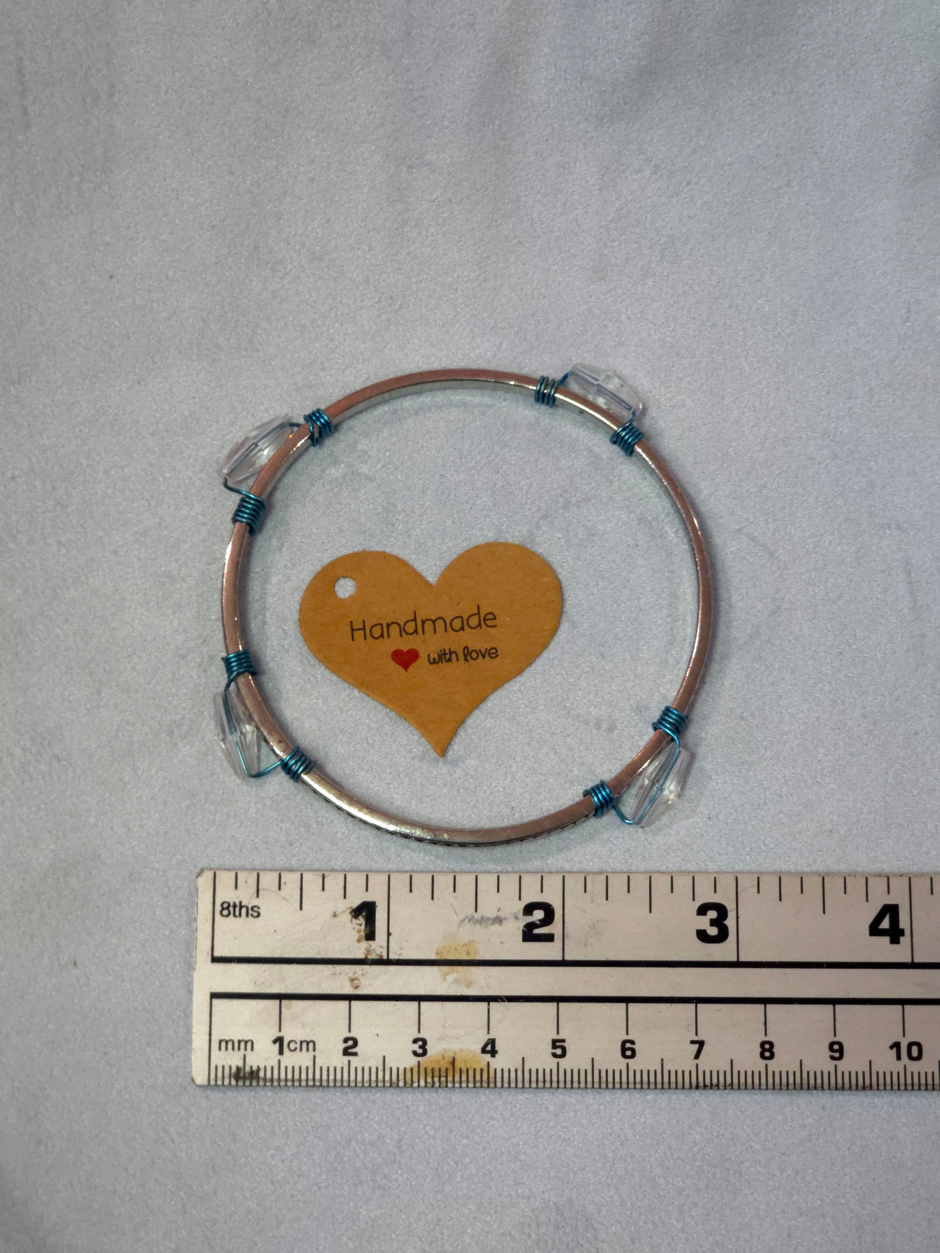 Bead and Wire wrapped Bangle Bracelet
