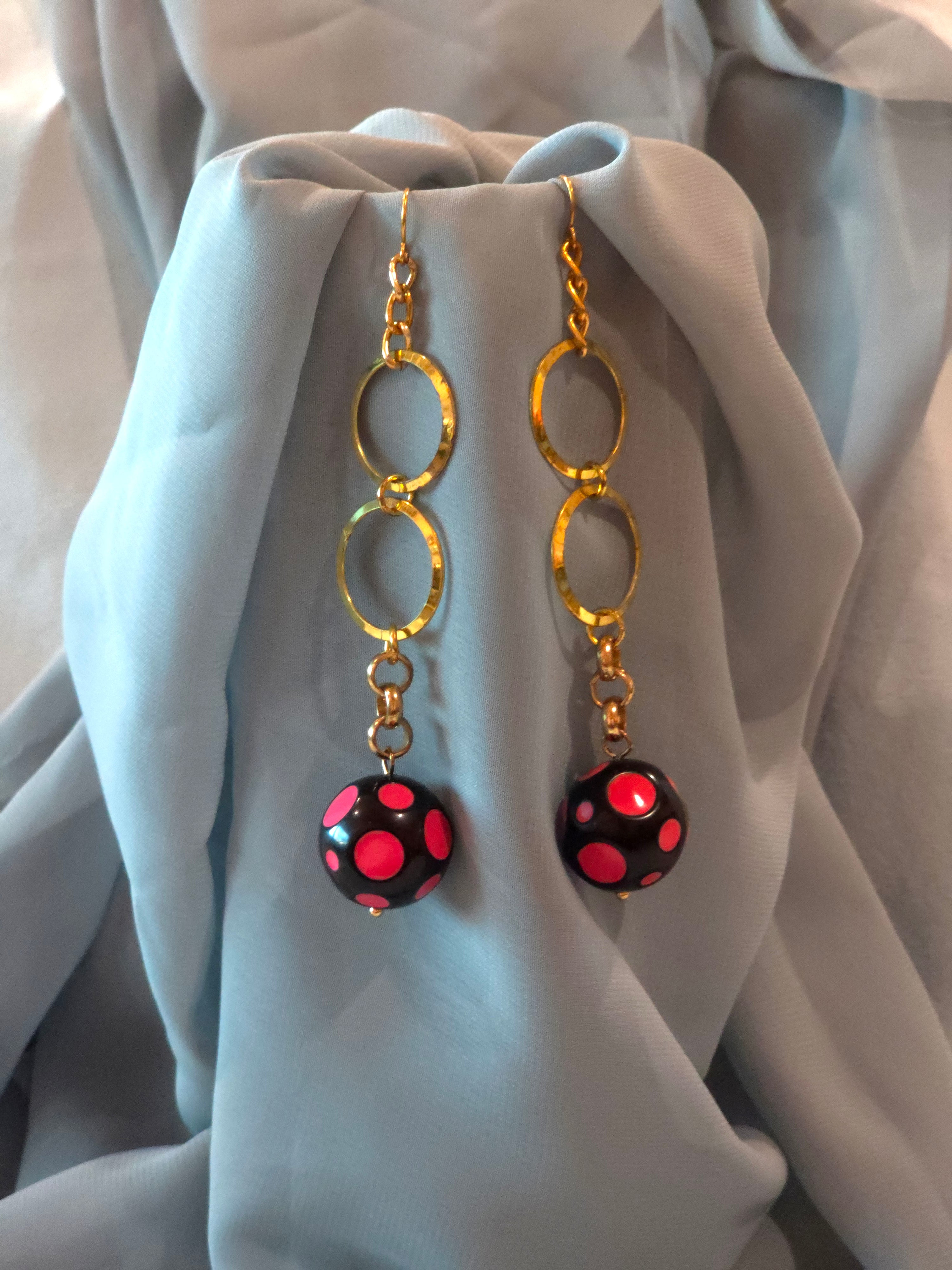 Retro dangle polka dot earrings
