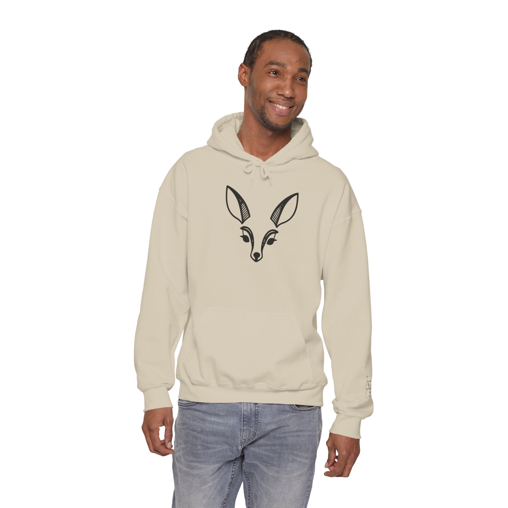 Minimal Deer Face Hoodie — Botanical Line Art Sweatshirt